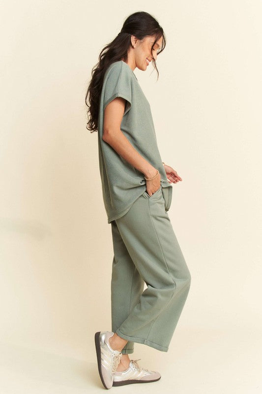 Davi & Dani Round Neck Short Sleeve Top and Pants Set - Sydney So Sweet