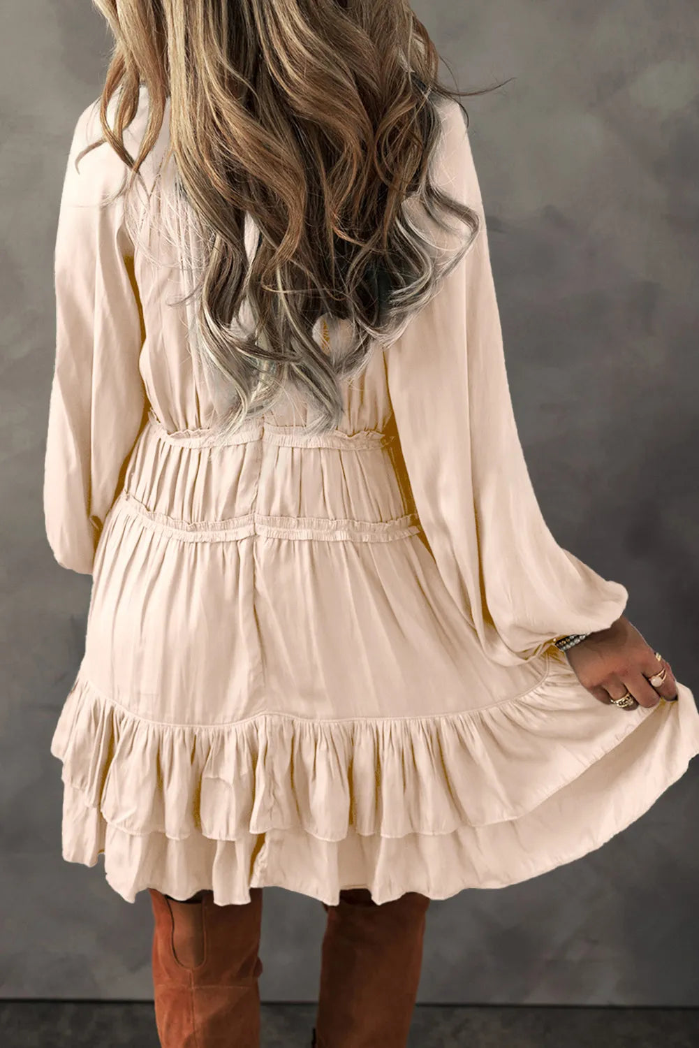 Frill Ruffled V-Neck Long Sleeve Mini Dress - Sydney So Sweet