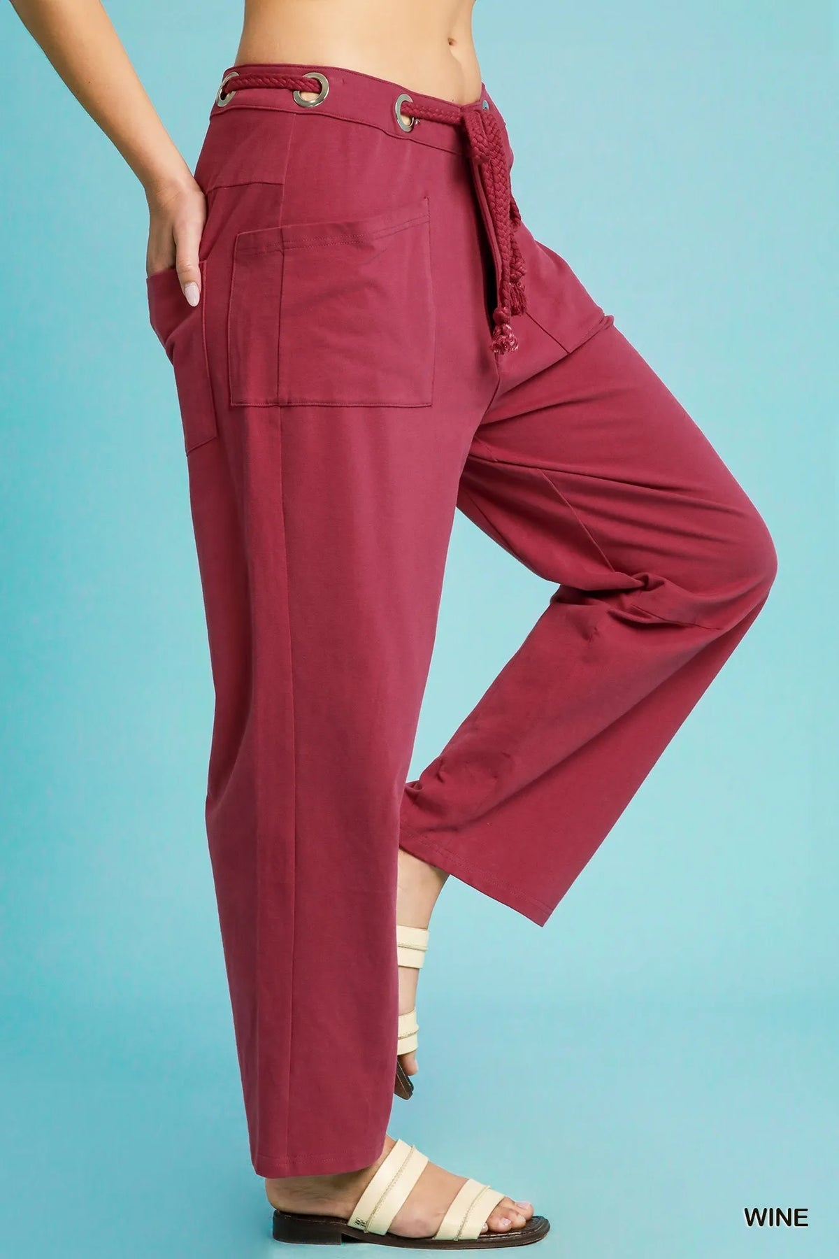 Umgee Drawstring Wide Leg Casual Pants - Sydney So Sweet