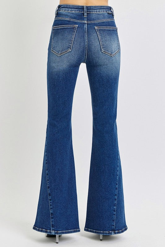 RISEN Distressed Button-Fly Flare Jeans - Sydney So Sweet