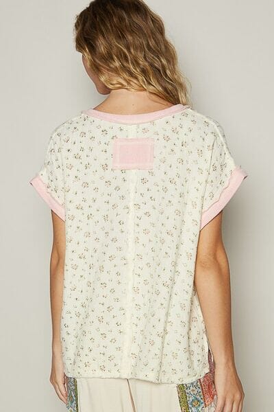 POL Floral V-Neck Short Sleeve T-Shirt - Sydney So Sweet