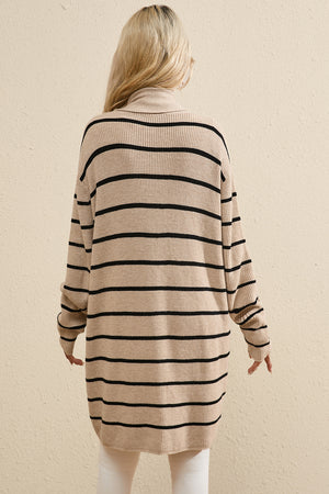 Striped Open Front Long Sleeve Cardigan - Sydney So Sweet