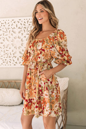 Floral Square Neck Mini Dress - Sydney So Sweet