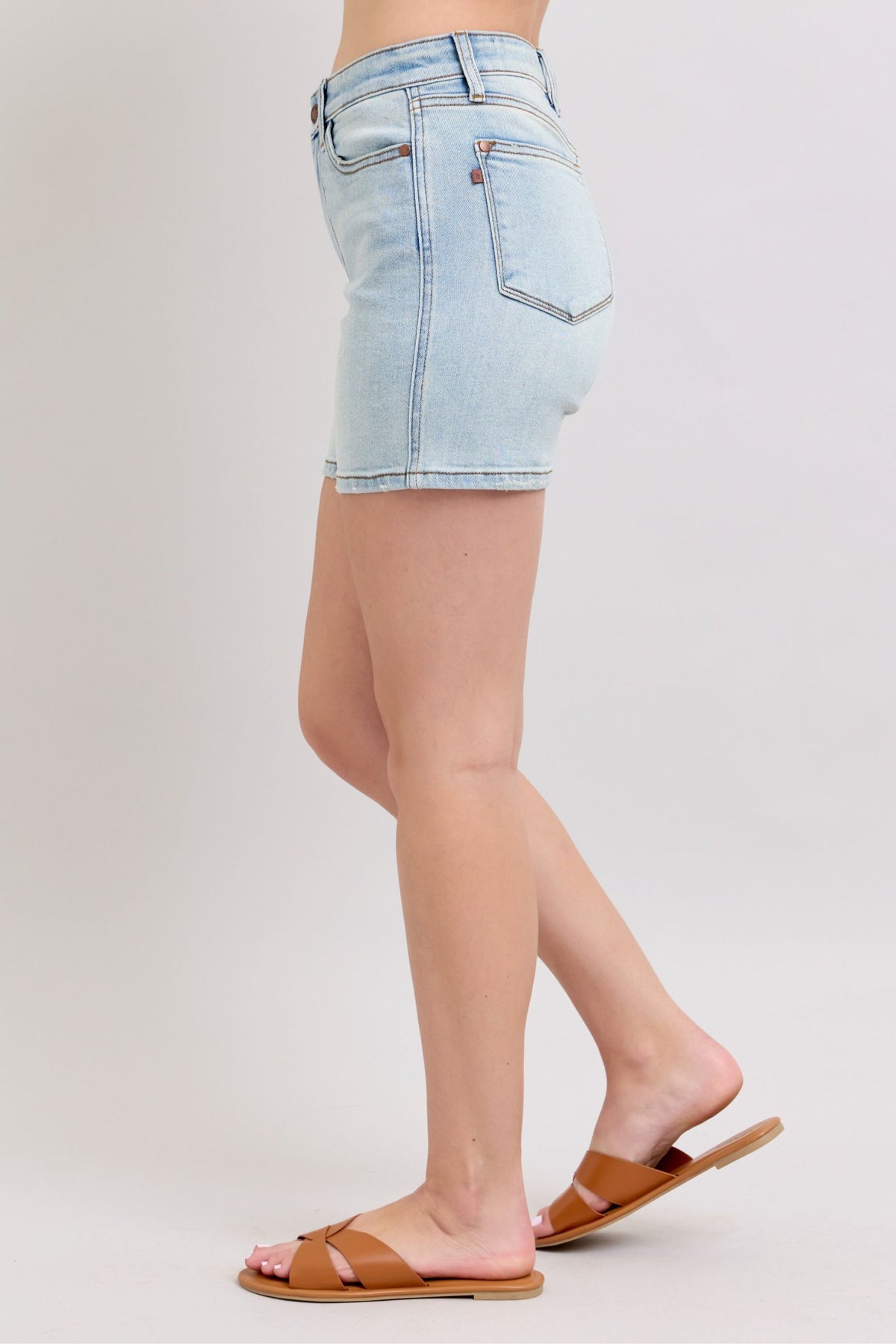 Judy Blue Full Size 2 Button Denim Shorts with Pockets Plus Size - Sydney So Sweet