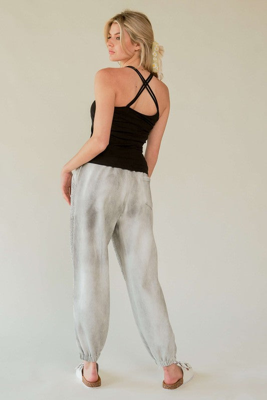 Davi & Dani Rhinestone Elastic Waist Joggers - Sydney So Sweet