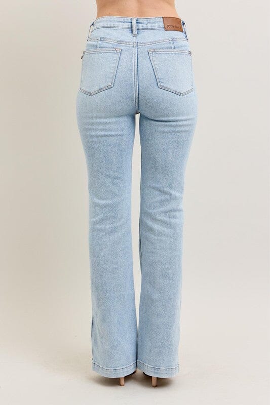 Judy Blue Full Size Tummy Control Vintage Wash Side Slit Slim Boot Jeans Plus Size - Sydney So Sweet