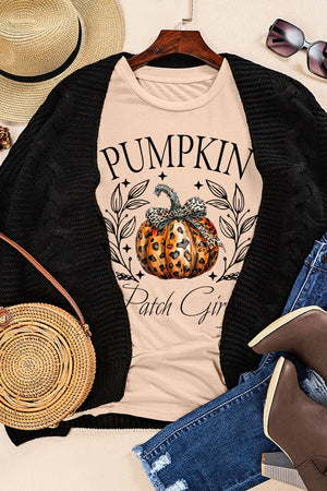 Pumpkin Graphic Round Neck Short Sleeve T-Shirt - Sydney So Sweet