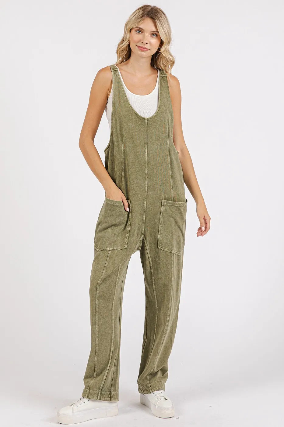 Mittoshop Mineral Wash Relaxed Fit Sleeveless Harem Jumpsuit - Sydney So Sweet