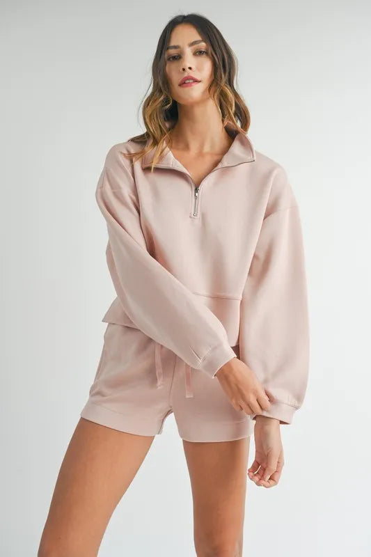 MABLE Half Zip Sweatshirt and Shorts Set - Sydney So Sweet