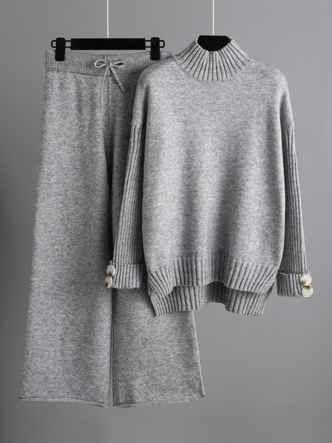 Basic Bae High- Low Turtleneck Long Sleeve Top and Pants Sweater Set - Sydney So Sweet