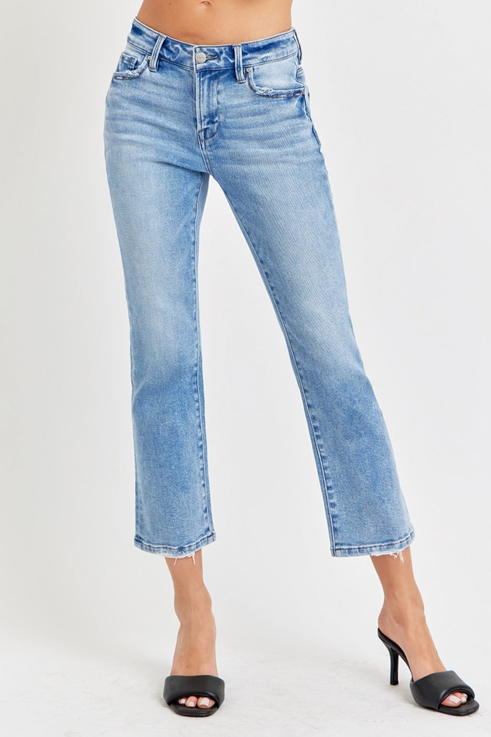 RISEN Full Size Low Rise Crop Slim Straight Jeans - Sydney So Sweet