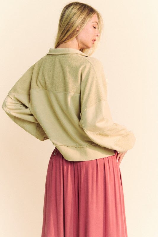 Davi & Dani Lace Up Exposed Seam French Terry Top - Sydney So Sweet