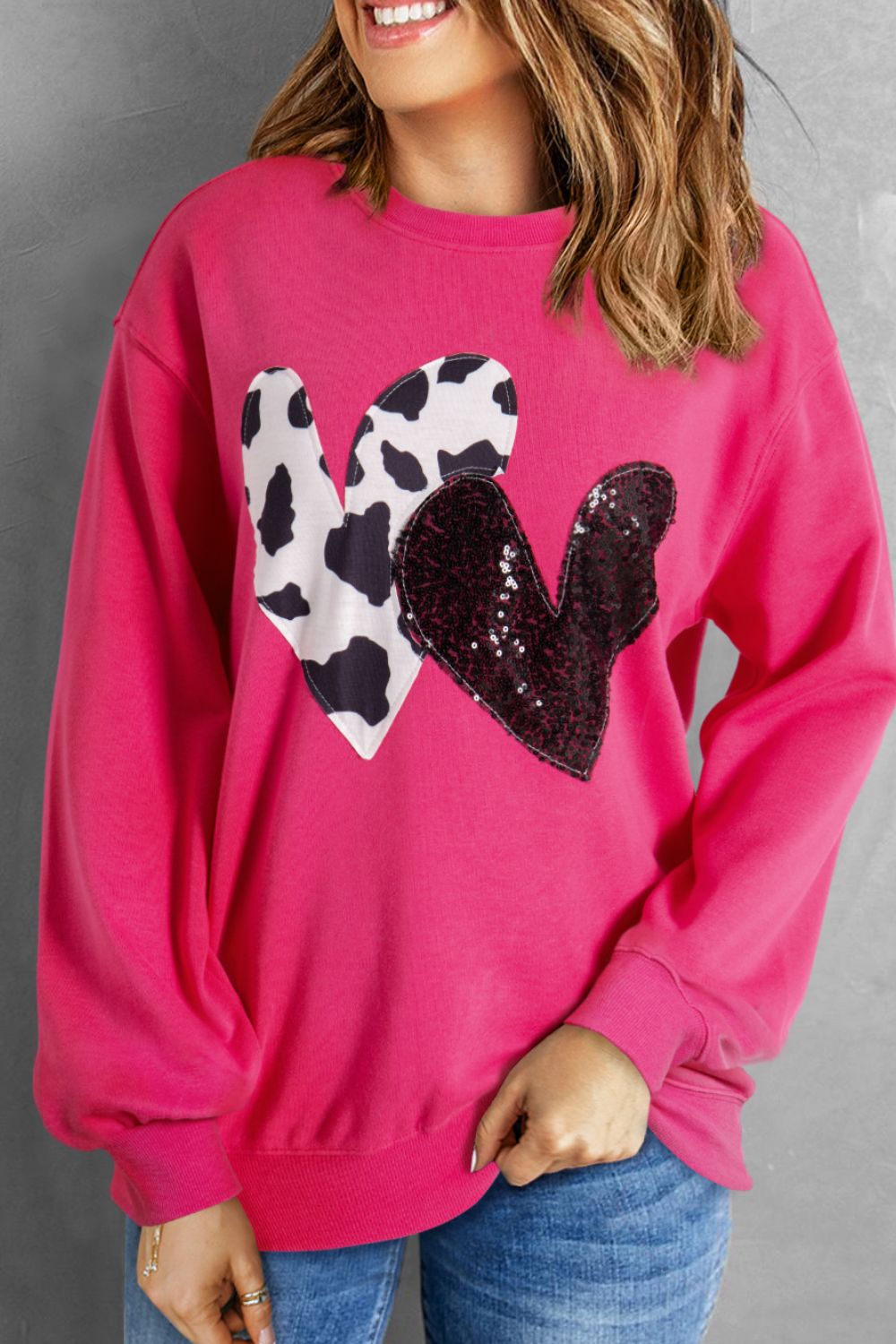 Heart Patch Long Sleeve Sweatshirt - Sydney So Sweet