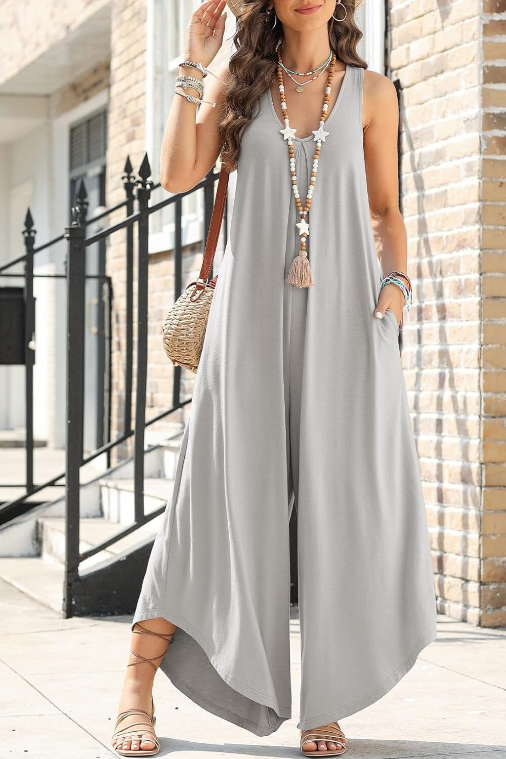 Pocketed Scoop Neck Wide Leg Jumpsuit - Sydney So Sweet