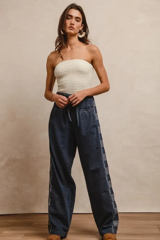 BiBi Washed Denim Mix And Match Long Pants - Sydney So Sweet