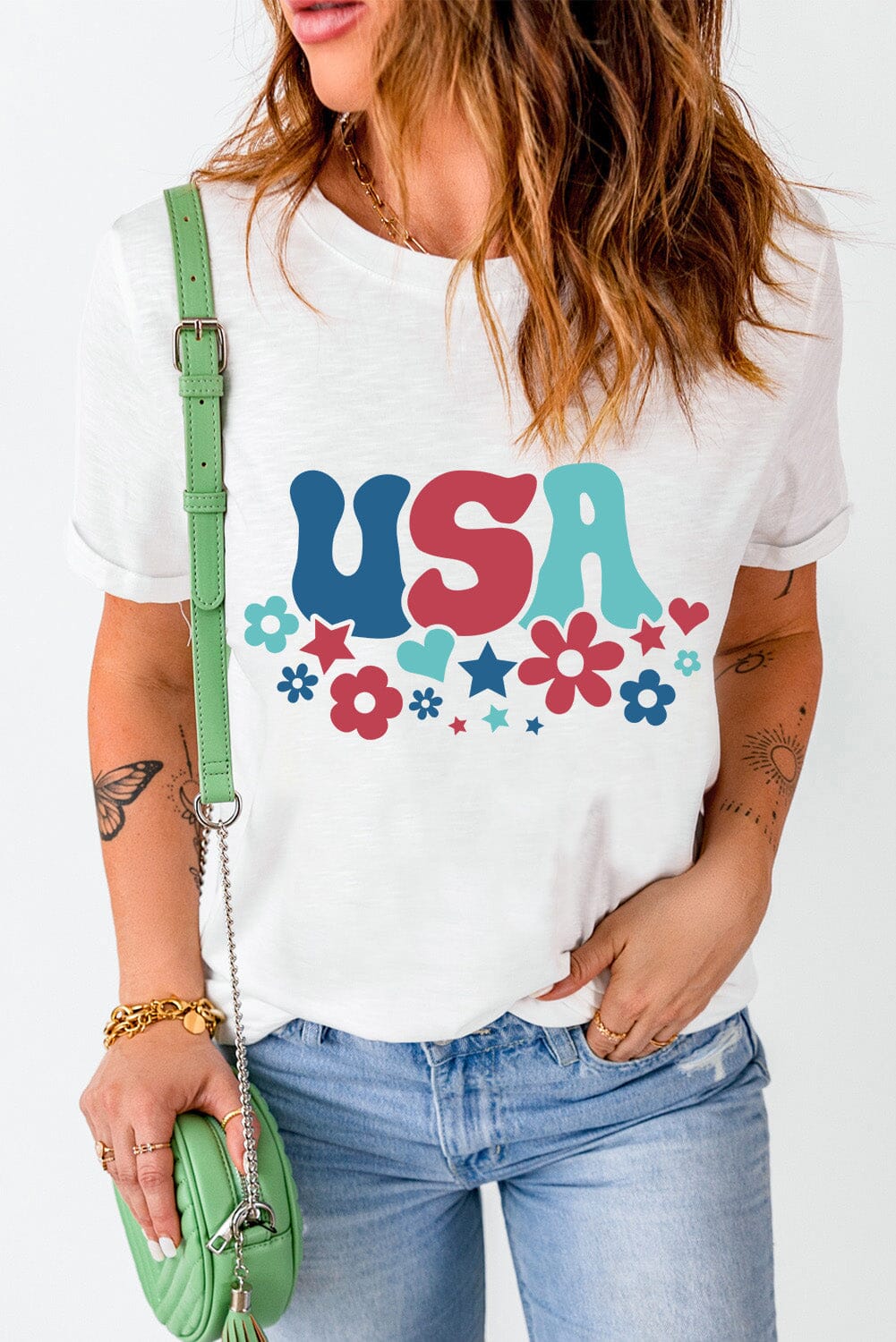 USA Round Neck Short Sleeve T-Shirt - Sydney So Sweet