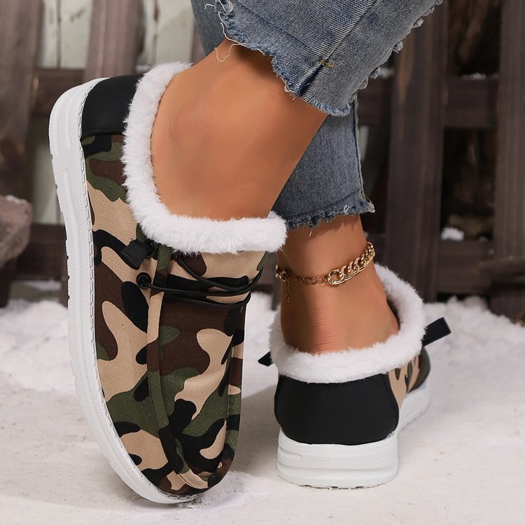 Fuzzy Camouflage Round Toe Boots - Sydney So Sweet