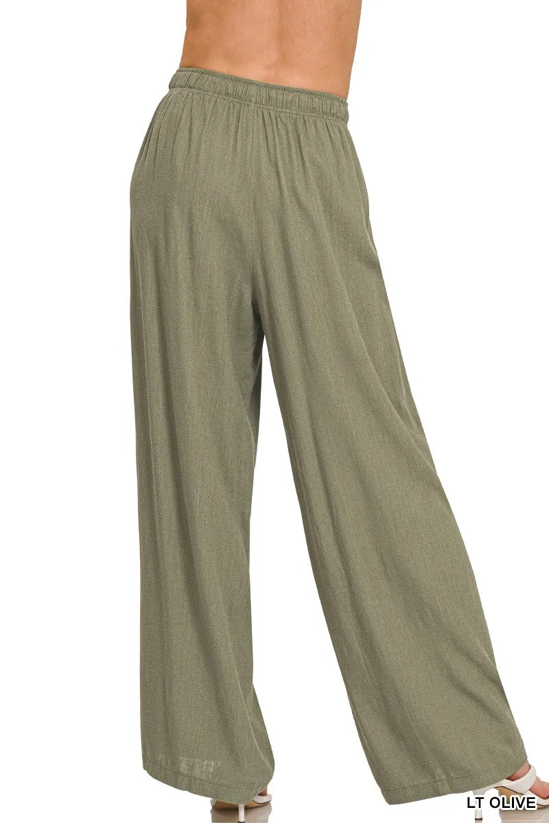 Zenana Linen Drawstring Pants - Sydney So Sweet