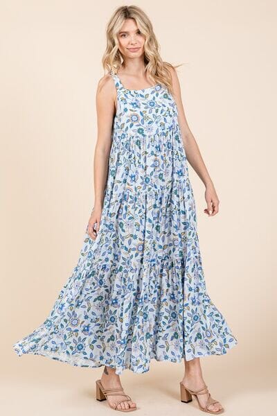 Mittoshop Flower Print Tiered Sleeveless Empire Maxi Dress - Sydney So Sweet