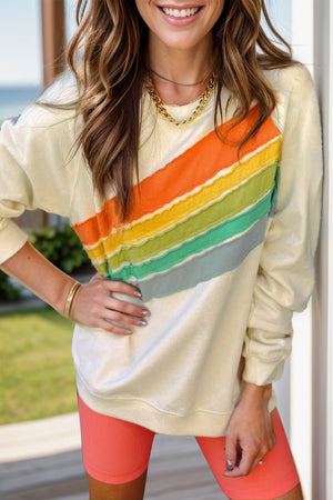 Contrast Round Neck Long Sleeve Sweatshirt - Sydney So Sweet