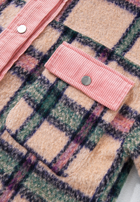 Fuzzy Plaid Corduroy Patchwork Shacket - Sydney So Sweet