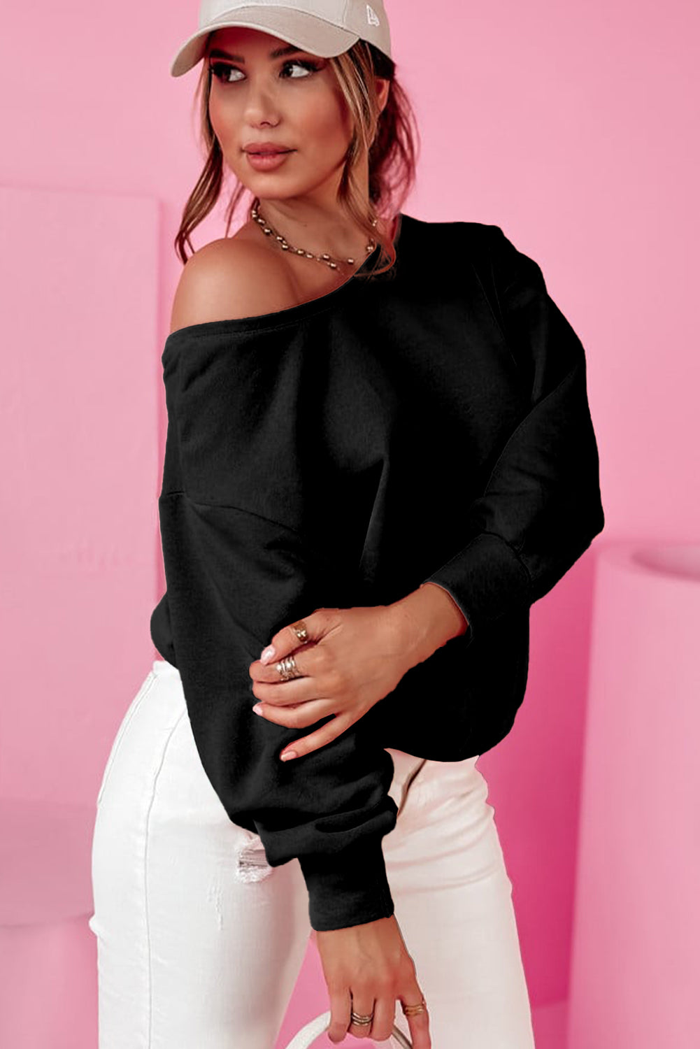 Bow Cutout Round Neck Long Sleeve Sweatshirt - Sydney So Sweet