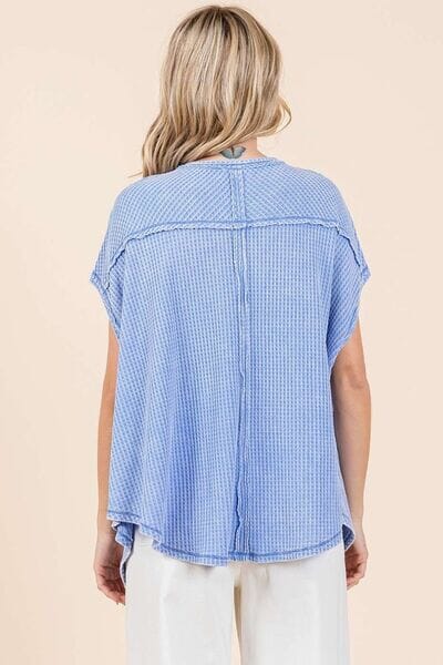 Mittoshop Mineral Wash Waffle Knit Pointed Hem Oversized Top - Sydney So Sweet