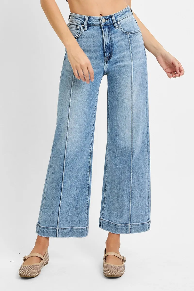 RISEN Full Size High Rise Crop Wide Leg Jeans Plus Size - Sydney So Sweet