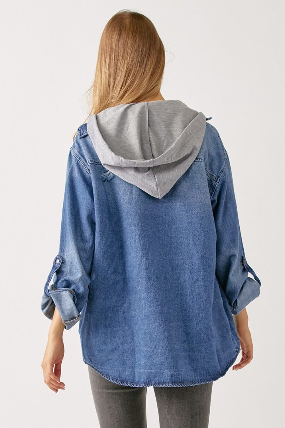 RISEN Zip Up Hooded Denim Shirt - Sydney So Sweet