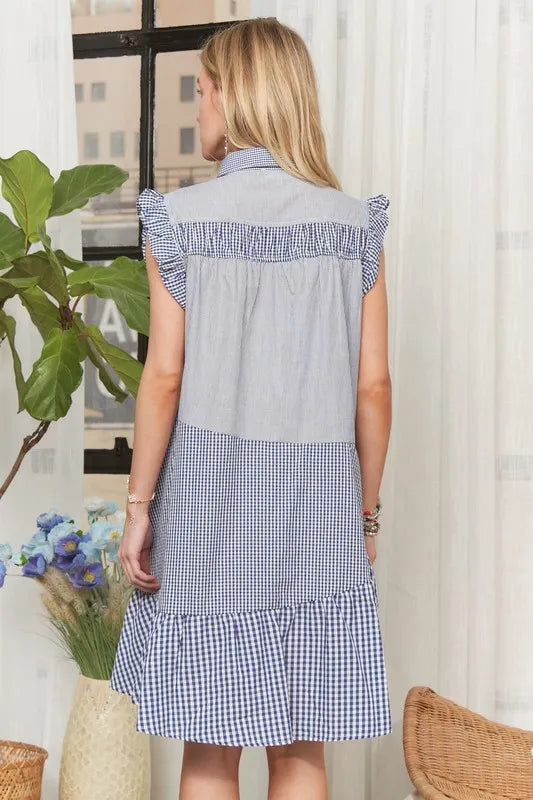 ADORA Button Down Textured Babydoll Dress - Sydney So Sweet