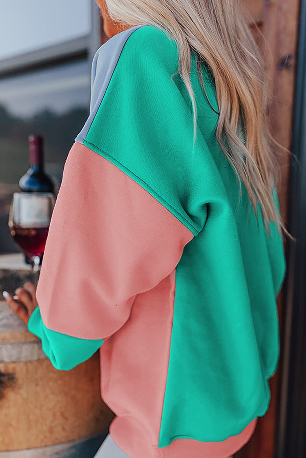 Color Block Round Neck Long Sleeve Sweatshirt - Sydney So Sweet