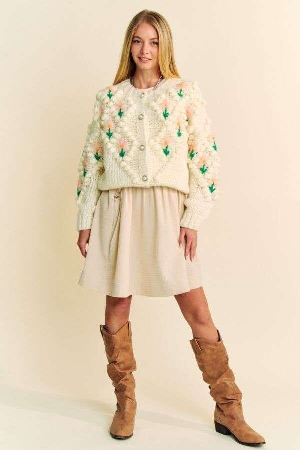 Davi & Dani Floral Pattern Button Down Cardigan - Sydney So Sweet