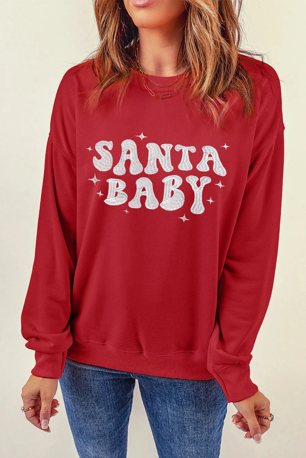 SANTA BABY Round Neck Long Sleeve Sweatshirt - Sydney So Sweet