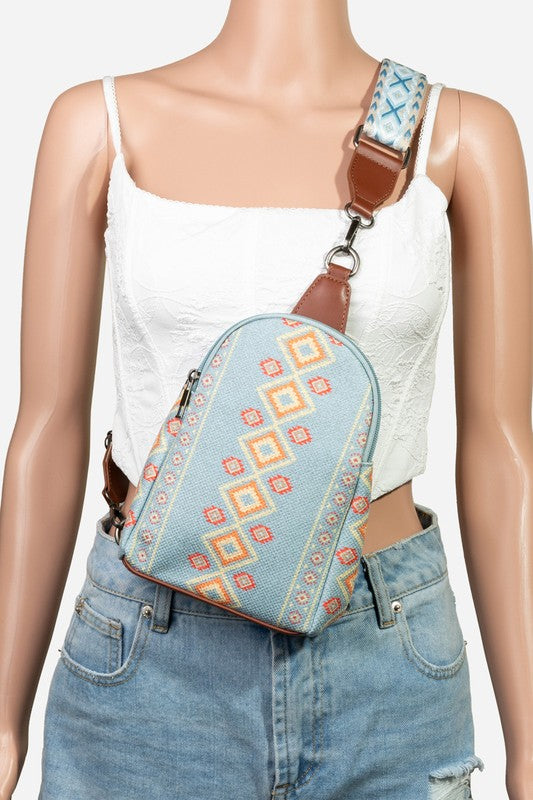 Fame Geometric Wide Strap Crossbody Bag - Sydney So Sweet