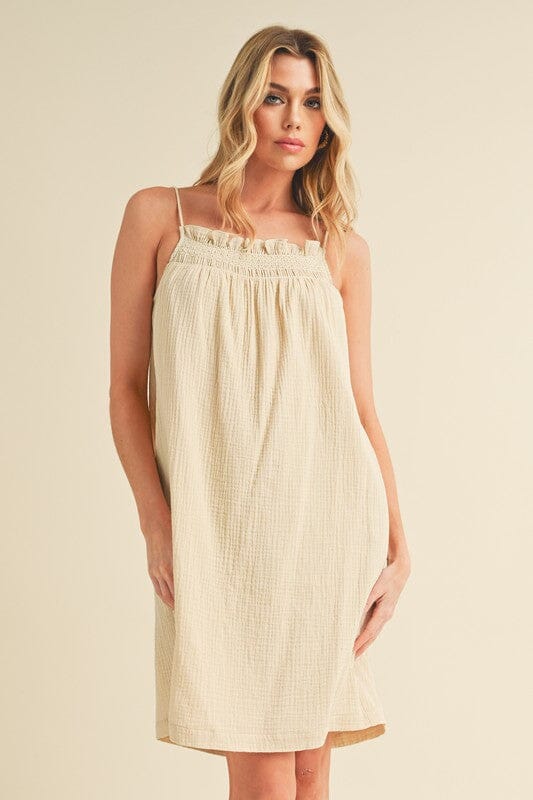 Aemi + Co Embroidered Trim Gauze Square Neck Mini Cami Dress - Sydney So Sweet