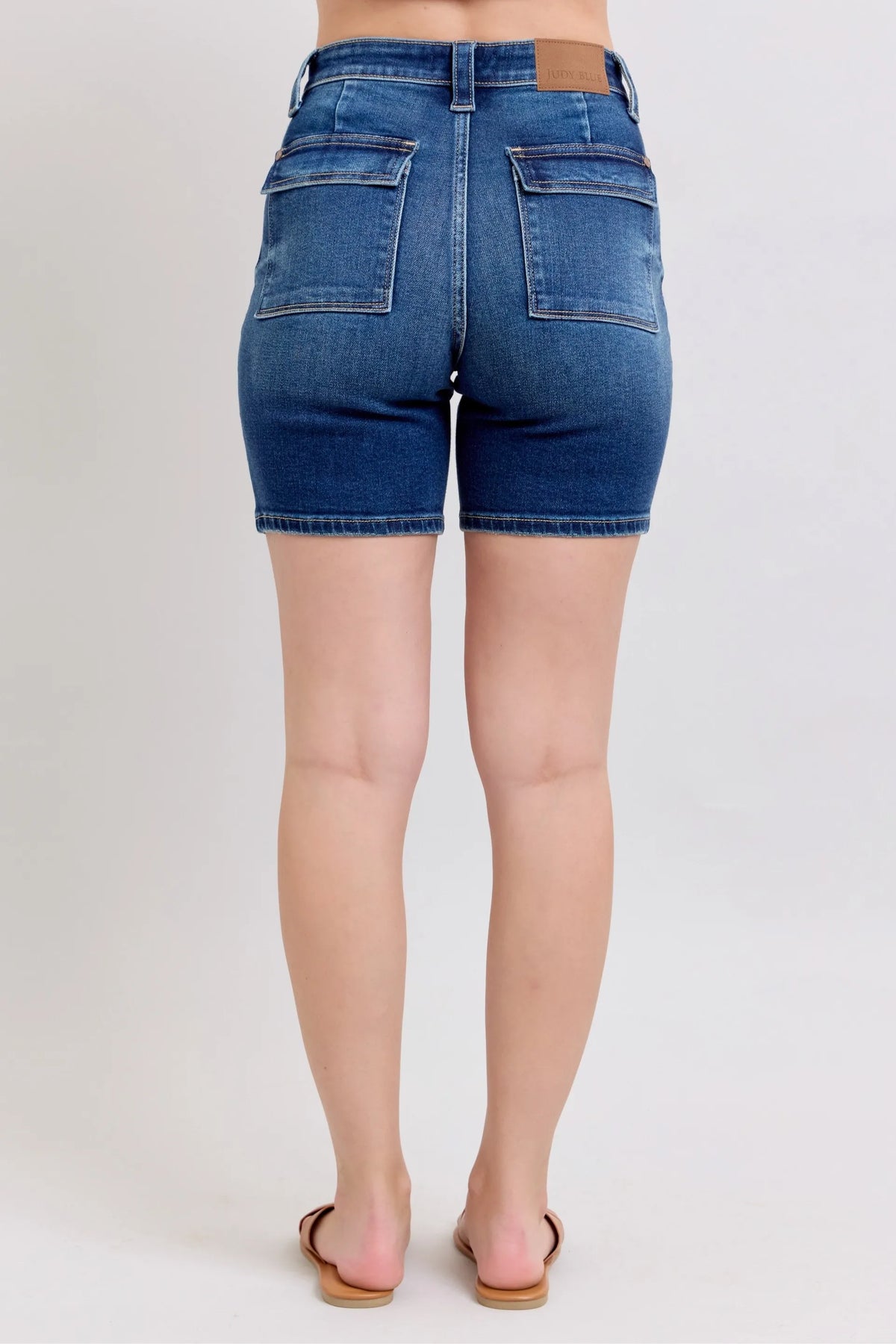 Judy Blue Full Size High Waist Bermudas Jeans W/ Back Flap Pockets Plus Size - Sydney So Sweet