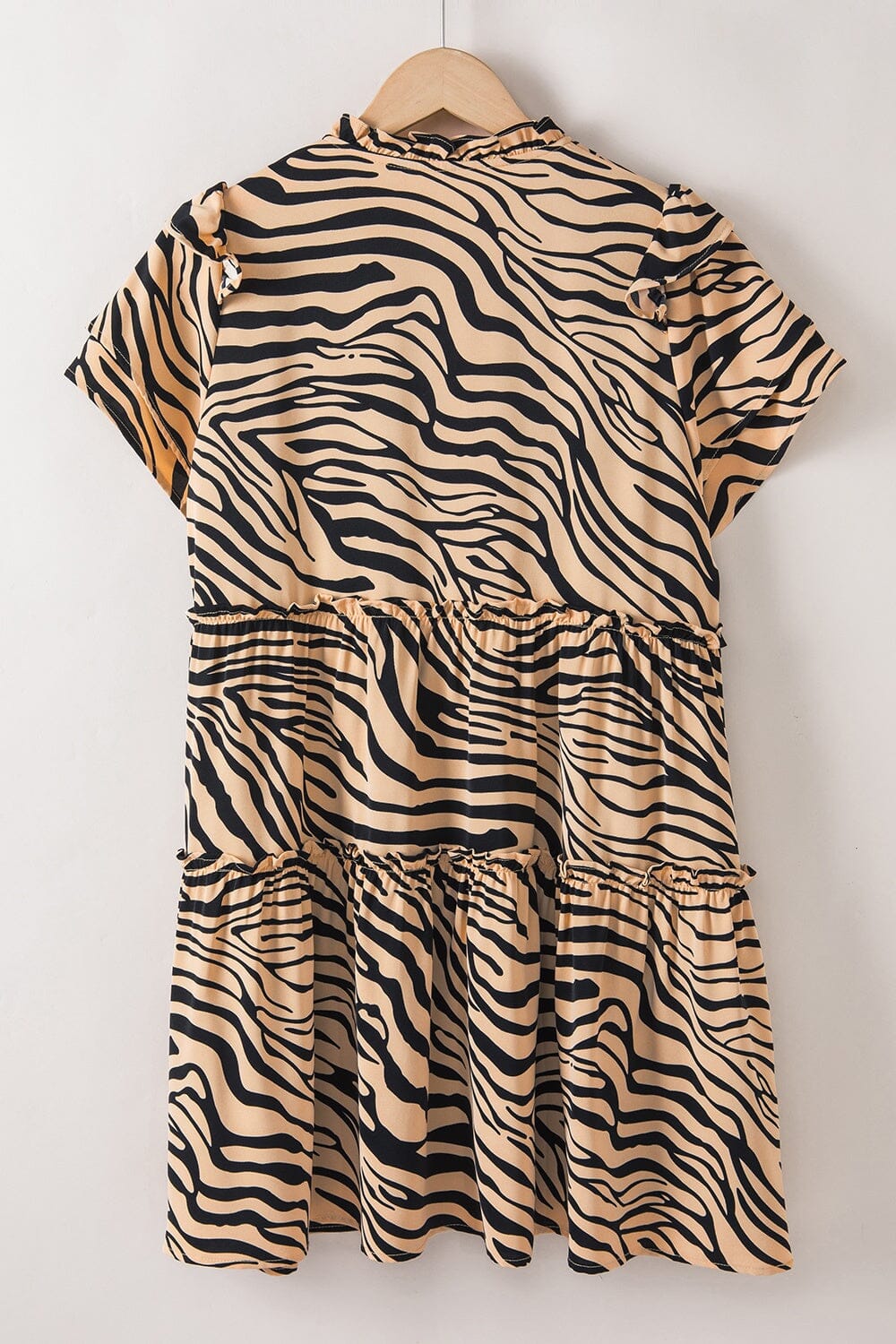 Ruffled Animal Print Tie Neck Mini Dress - Sydney So Sweet