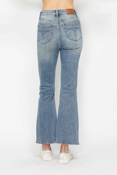 Judy Blue Full Size Tummy Control Back Embroidered Pocketed Bootcut Jeans Plus Size - Sydney So Sweet