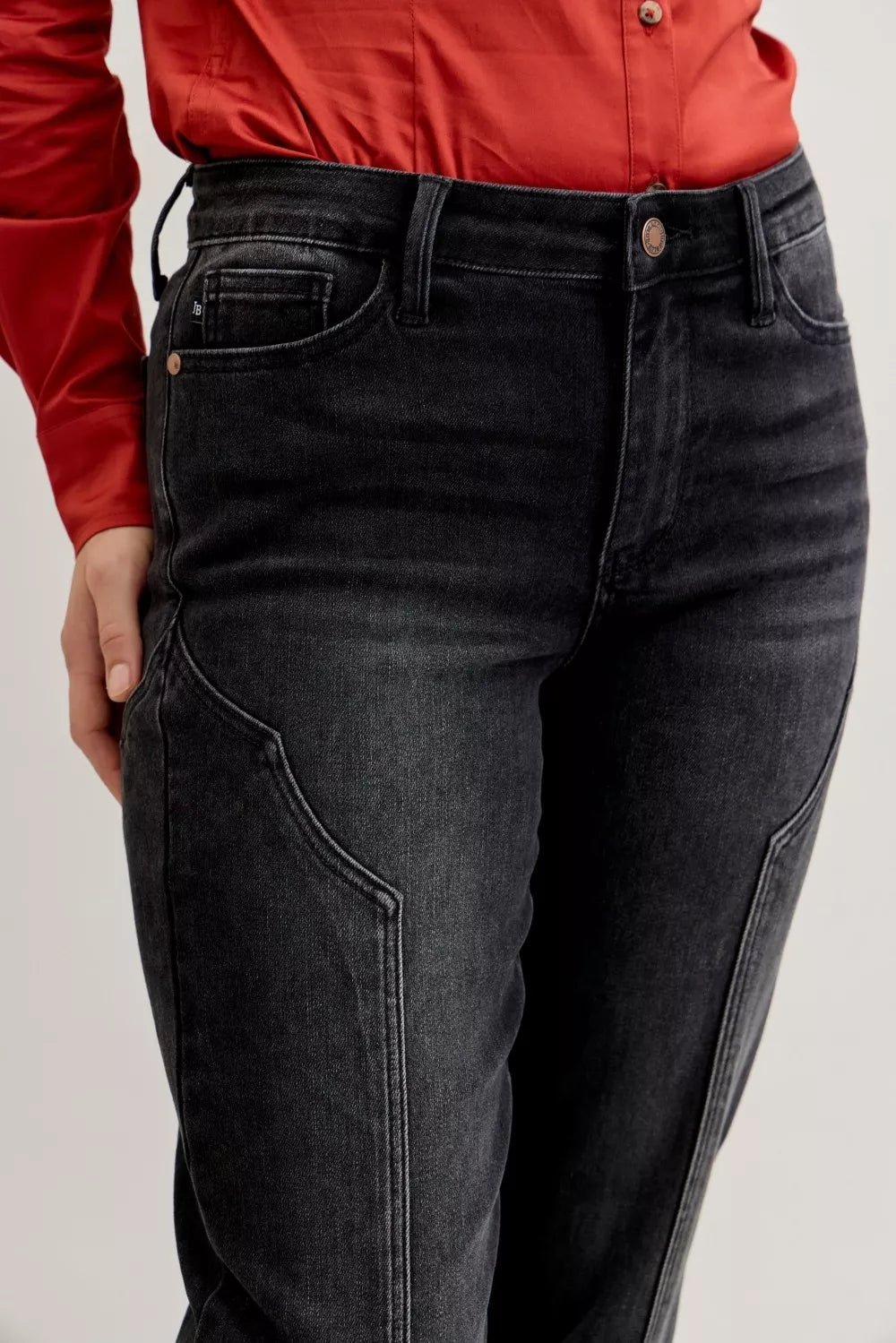 Judy Blue Mid Rise Straight Western Seam Detail Jeans - Sydney So Sweet