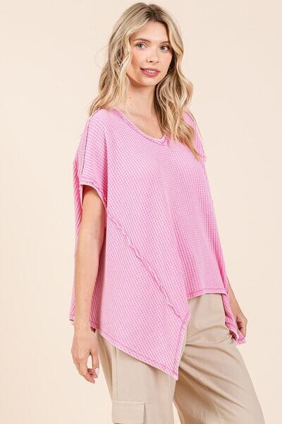 Mittoshop Mineral Wash Waffle Knit Pointed Hem Oversized Top - Sydney So Sweet