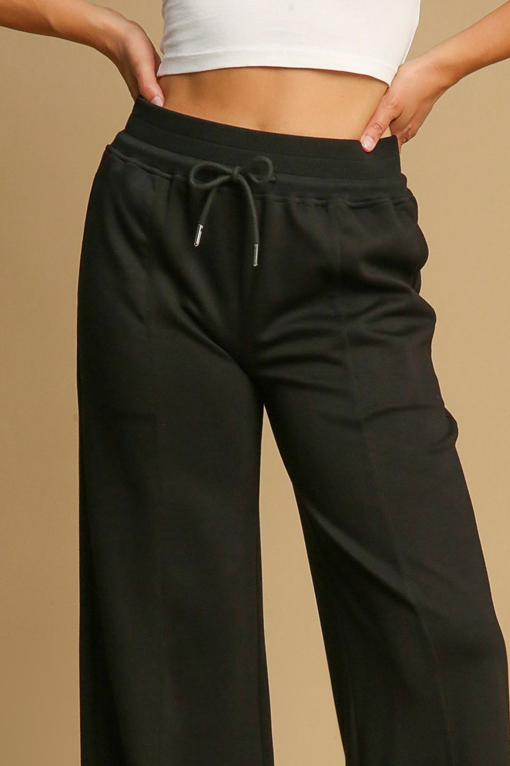 Umgee Drawstring Wide Leg Pants with Pockets - Sydney So Sweet