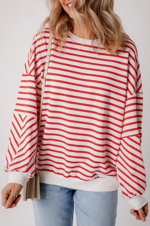 Striped Dropped Shoulder Long Sleeve Sweatshirt - Sydney So Sweet