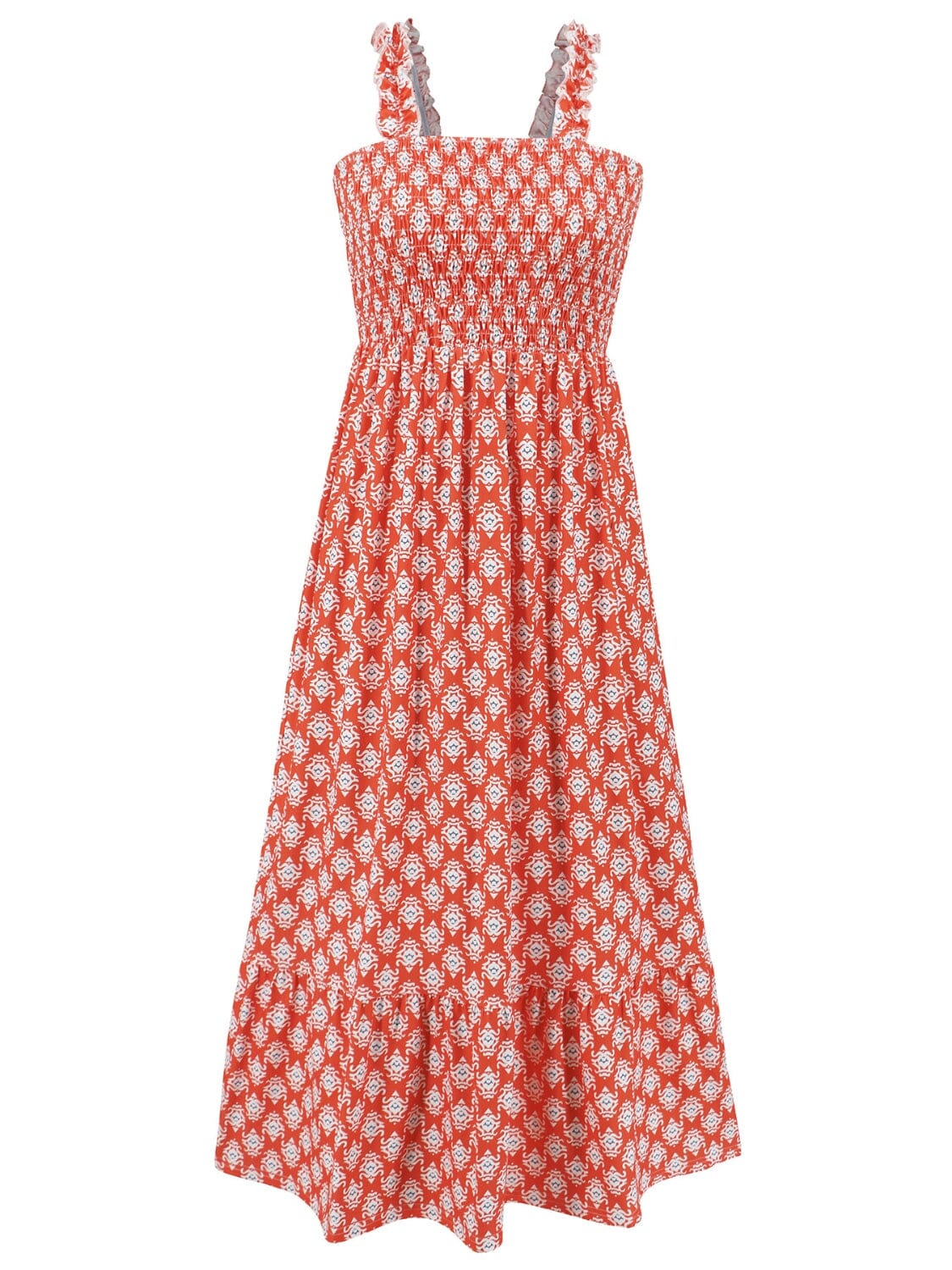 Smocked Printed Square Neck Sleeveless Dress - Sydney So Sweet