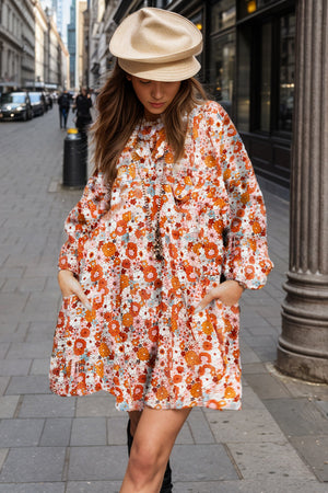 Floral Balloon Sleeve Mini Dress - Sydney So Sweet