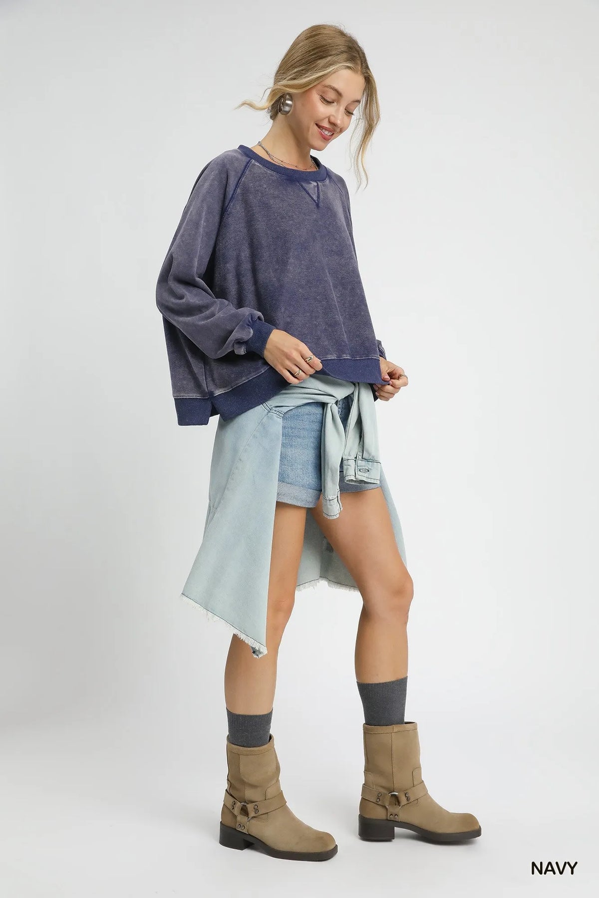 Umgee Mineral Wash French Terry Sweatshirt - Sydney So Sweet