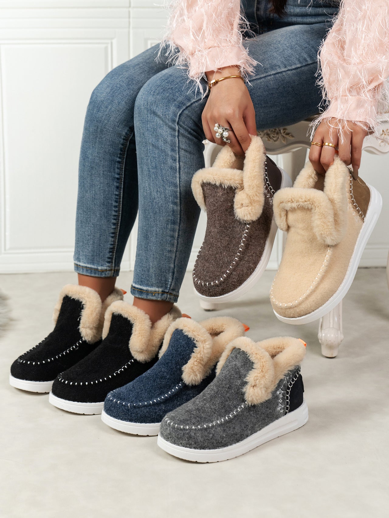 Furry Suede Round Toe Flat Sneakers - Sydney So Sweet