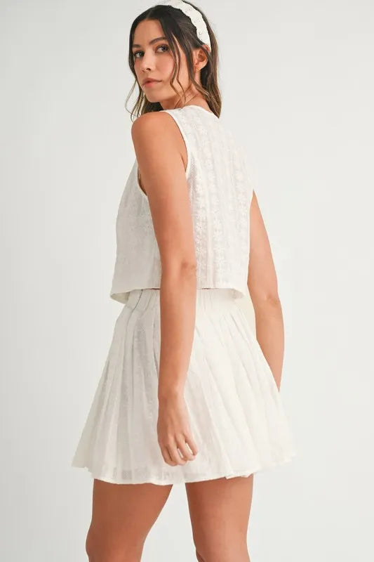 MABLE Eyelet Lace Top and Mini Skirt Set - Sydney So Sweet