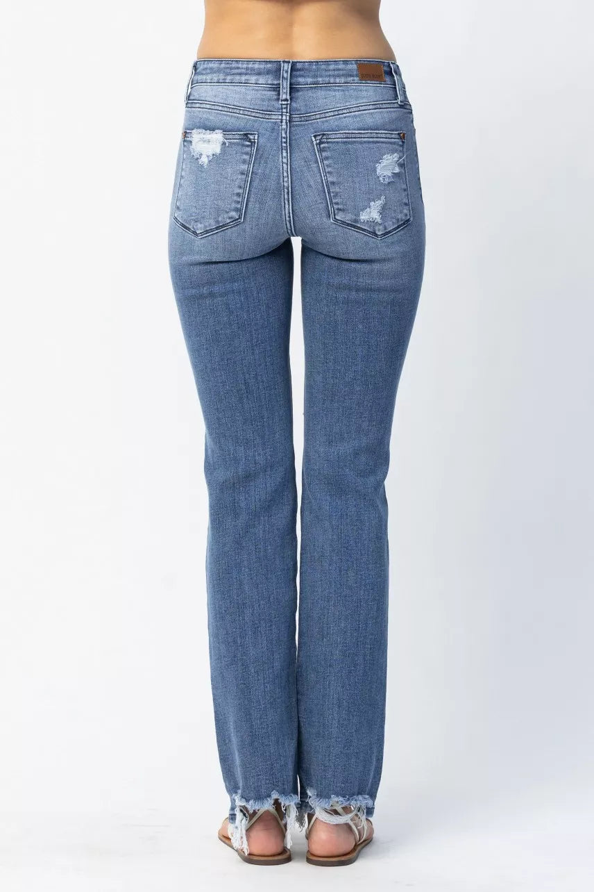 Judy Blue Full Size Mid Rise Destroy Straight Jeans Plus Size - Sydney So Sweet