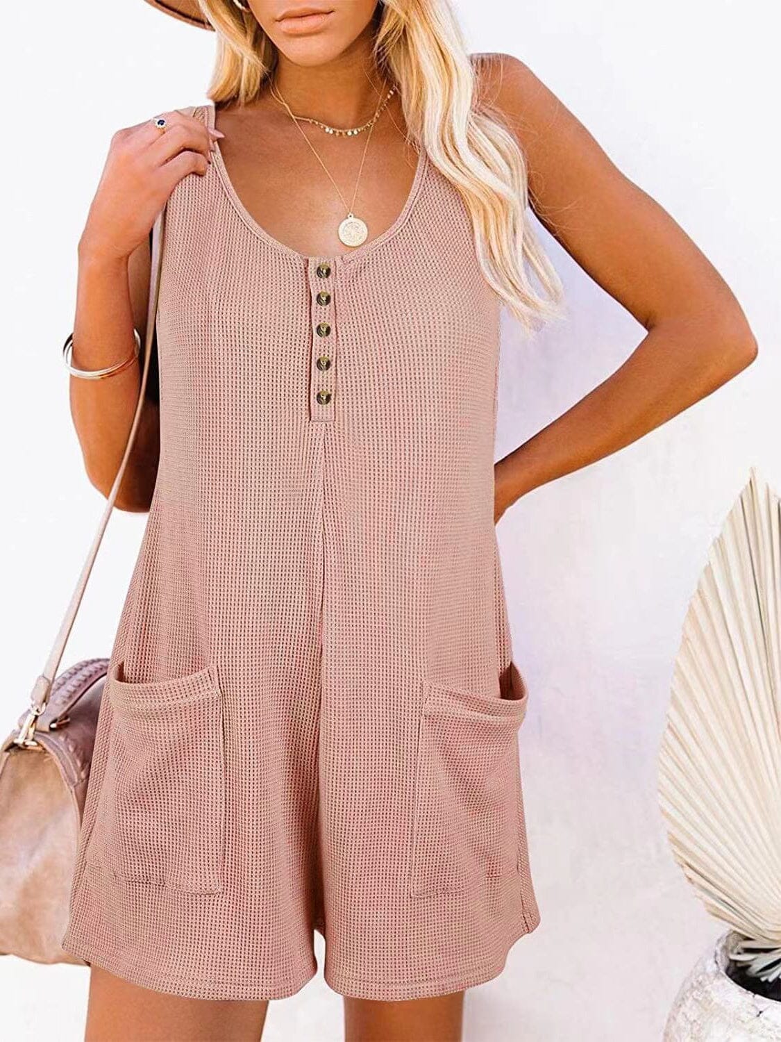 Full Size Pocketed Scoop Neck Sleeveless Romper - Sydney So Sweet