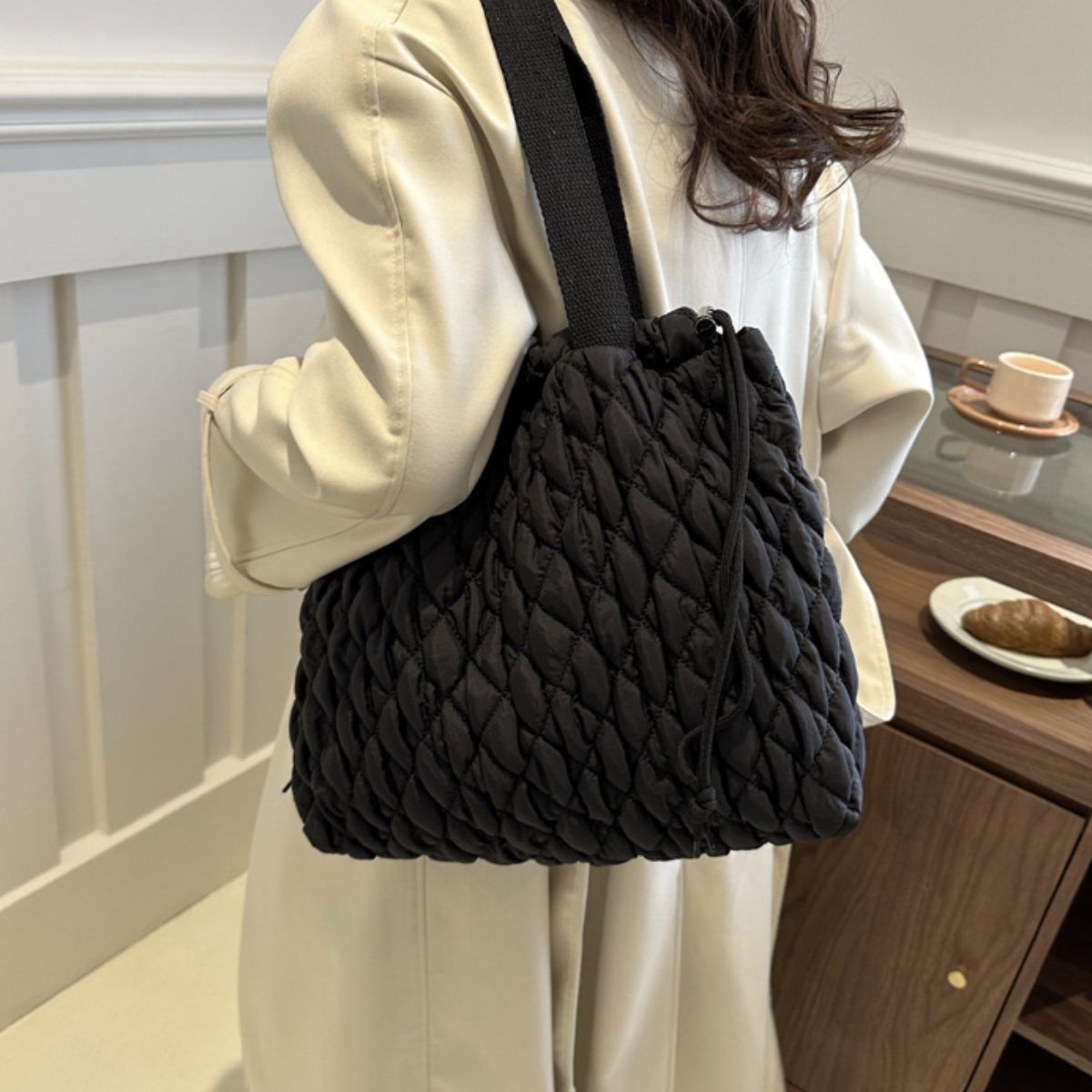 Drawstring Bubble Texture Tote Bag - Sydney So Sweet